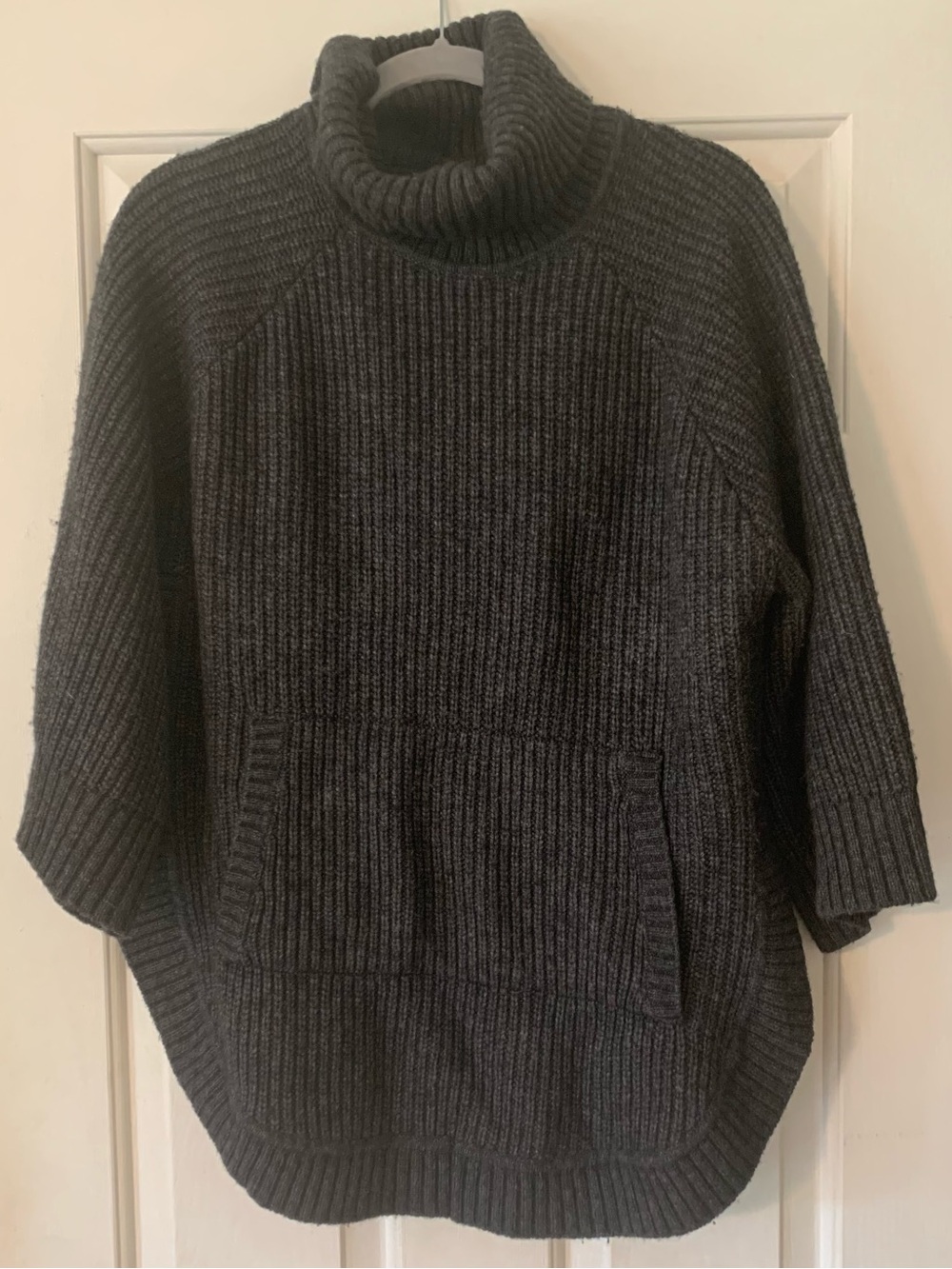 UGG Charcoal Turtleneck Ribbed Poncho Sweater M